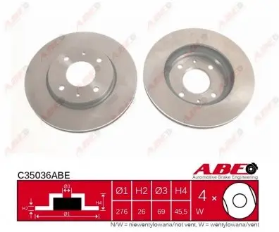 C35036ABE Диск тормозной ABE подбор по vin на Brocar