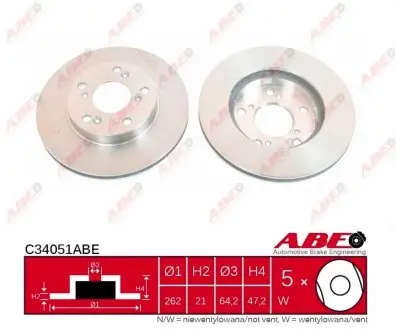 C34051ABE Гальмівний диск ABE підбір по vin на Brocar