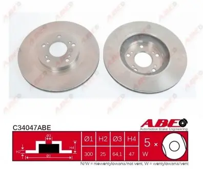 C34047ABE Тормозной диск ABE підбір по vin на Brocar
