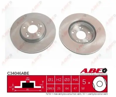 C34046ABE Гальмівний диск ABE підбір по vin на Brocar