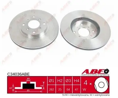 C34036ABE Гальмівний диск ABE підбір по vin на Brocar