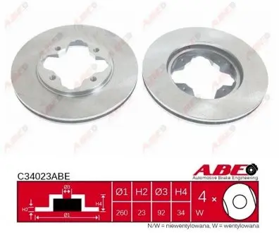 C34023ABE Диск тормозной ABE підбір по vin на Brocar