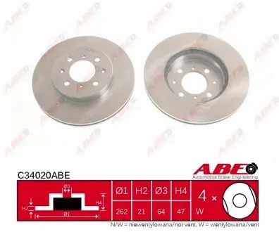 C34020ABE Гальмівний диск ABE підбір по vin на Brocar