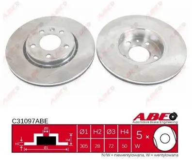 C31097ABE Диск тормозной ABE підбір по vin на Brocar