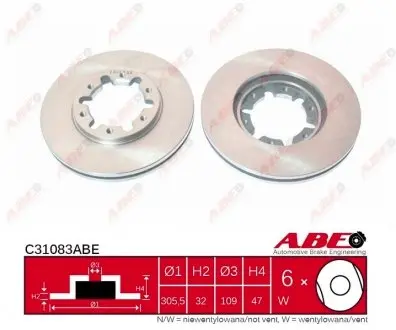 C31083ABE Гальмівний диск ABE підбір по vin на Brocar