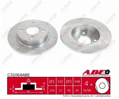 C31064ABE Гальмівний диск ABE підбір по vin на Brocar