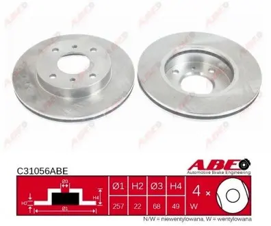 C31056ABE Тормозной диск ABE підбір по vin на Brocar