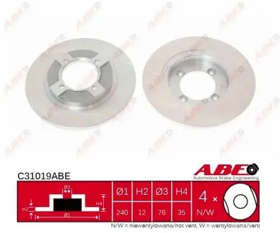 C31019ABE Гальмівний диск ABE підбір по vin на Brocar