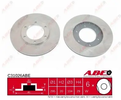 C31026ABE Гальмівний диск ABE підбір по vin на Brocar