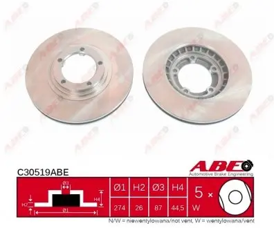 C30519ABE Гальмівний диск ABE підбір по vin на Brocar