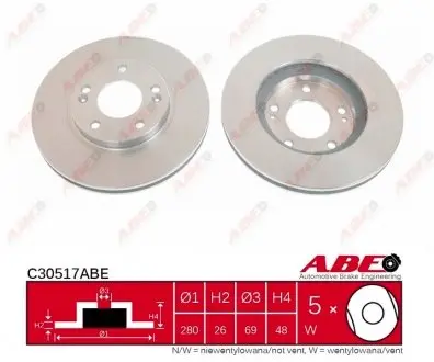 C30517ABE Гальмівний диск ABE підбір по vin на Brocar