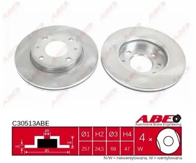 C30513ABE Гальмівний диск ABE підбір по vin на Brocar