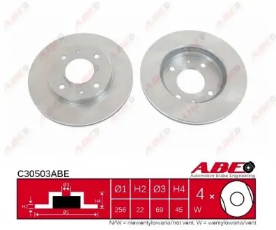 C30503ABE Гальмівний диск ABE підбір по vin на Brocar
