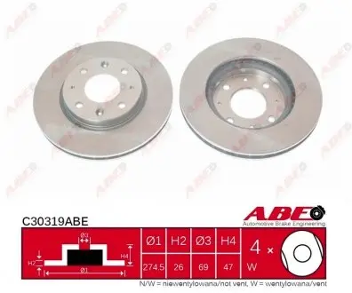 C30319ABE Гальмівний диск ABE підбір по vin на Brocar