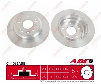 C44031ABE Гальмівний диск C44031ABE ABE ABE підбір по vin на Brocar