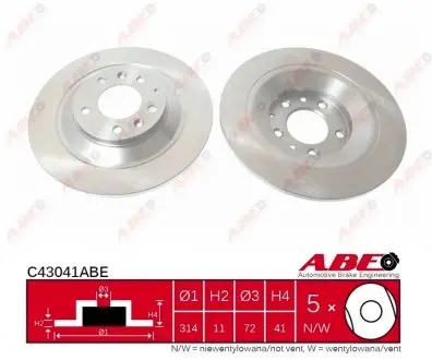 C43041ABE Тормозной диск C43041ABE ABE ABE подбор по vin на Brocar