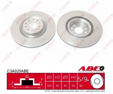C3A029ABE Тормозной диск ABE підбір по vin на Brocar
