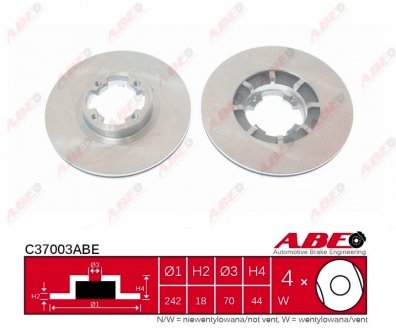 C37003ABE Гальмівний диск ABE C37003ABE ABE підбір по vin на Brocar