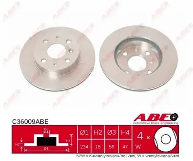 C36009ABE Гальмівний диск ABE підбір по vin на Brocar