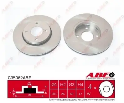 C35062ABE Гальмівний диск ABE підбір по vin на Brocar