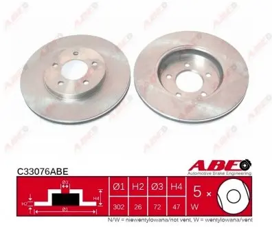 C33076ABE Гальмівний диск ABE підбір по vin на Brocar