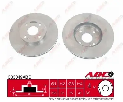C33049ABE Гальмівний диск ABE підбір по vin на Brocar