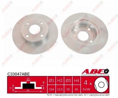 C33047ABE Гальмівний диск ABE підбір по vin на Brocar