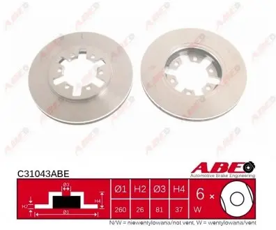C31043ABE Гальмівний диск ABE підбір по vin на Brocar