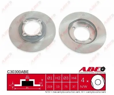 C30300ABE Гальмівний диск ABE підбір по vin на Brocar
