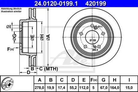 24012001991 Гальмівний диск ATE підбір по vin на Brocar