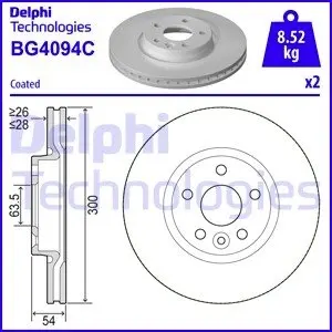 BG4094C Гальмівний диск DELPHI підбір по vin на Brocar