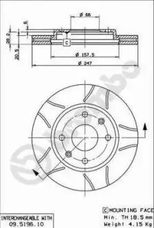 09519675 Тормозной диск BREMBO подбор по vin на Brocar