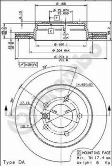 09772011 Тормозной диск BREMBO подбор по vin на Brocar