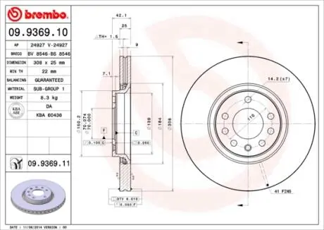 09936910 Тормозной диск BREMBO подбор по vin на Brocar