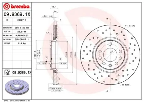 0993691X Гальмівні диски BREMBO підбір по vin на Brocar