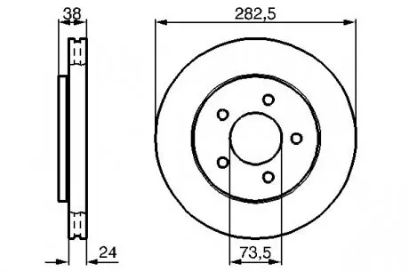 0986478983 Тормозной диск пер. CHRYSLER Voyager -04 BOSCH підбір по vin на Brocar