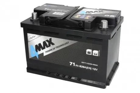 BAT71620R4MAX Аккумулятор 4MAX 12В 71Агод./620А (R+) BLIC подбор по vin на Brocar