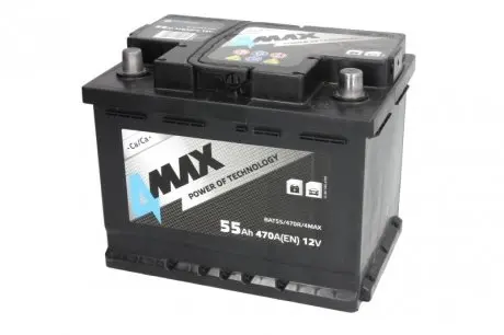 BAT55470R4MAX Аккумулятор 4MAX 12В 55Агод./470А (R+) BLIC подбор по vin на Brocar