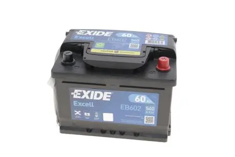EB602 Аккумуляторная батарея 60Ah/540A (242x175x175/+R/B13) Excell EXIDE подбор по vin на Brocar