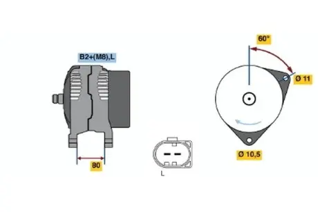 0124525064 Генератор 0 124 525 064 BOSCH BOSCH підбір по vin на Brocar