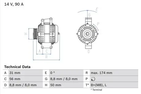 0986042530 Генератор BOSCH підбір по vin на Brocar