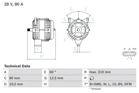 0986048100 Генератор BOSCH підбір по vin на Brocar