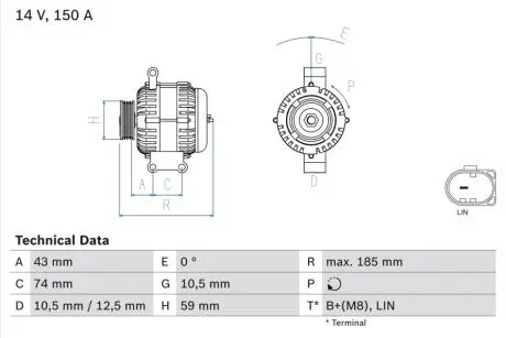 0986082580 Генератор 0 986 082 580 BOSCH BOSCH підбір по vin на Brocar