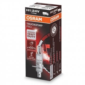 64155TSP Автолампа H1 24V 70W P14.5s Truckstar Pro +100% Heavy Duty/Extra Lifetime OSRAM підбір по vin на Brocar