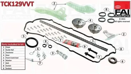 TCK129VVT К-кт цепи (полный к-кт!) ГРМ Berlingo,Mini,BMW 1,Peugeot FAI AUTOPARTS подбор по vin на Brocar