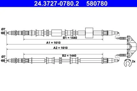 24372707802 Трос, стояночная тормозная система ATE подбор по vin на Brocar