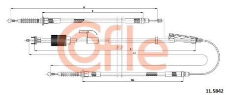 115842 Трос ручного тормоза (1730mm/755mm) Opel Zafira C 1.4-2.0D 10.11- COFLE підбір по vin на Brocar