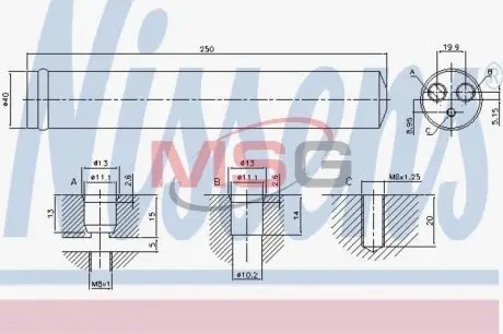 95522 Осушувач повітря C1,5,8 P107,407 AYGO NISSENS підбір по vin на Brocar