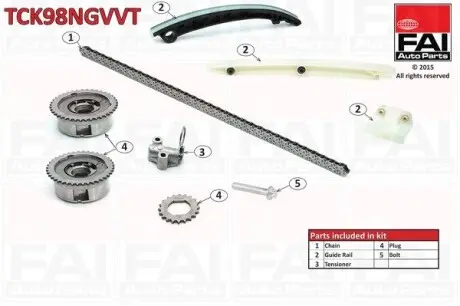 TCK98NGVVT К-кт ланцюга ГРМ Astra J,Corsa D,E,Insignia,Meriva B,Mokka,Zafira Tourer 1.2/1.4 FAI AUTOPARTS підбір по vin на Brocar