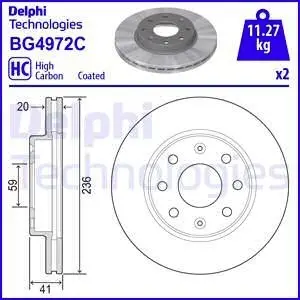BG4972C Гальмівний диск DELPHI підбір по vin на Brocar